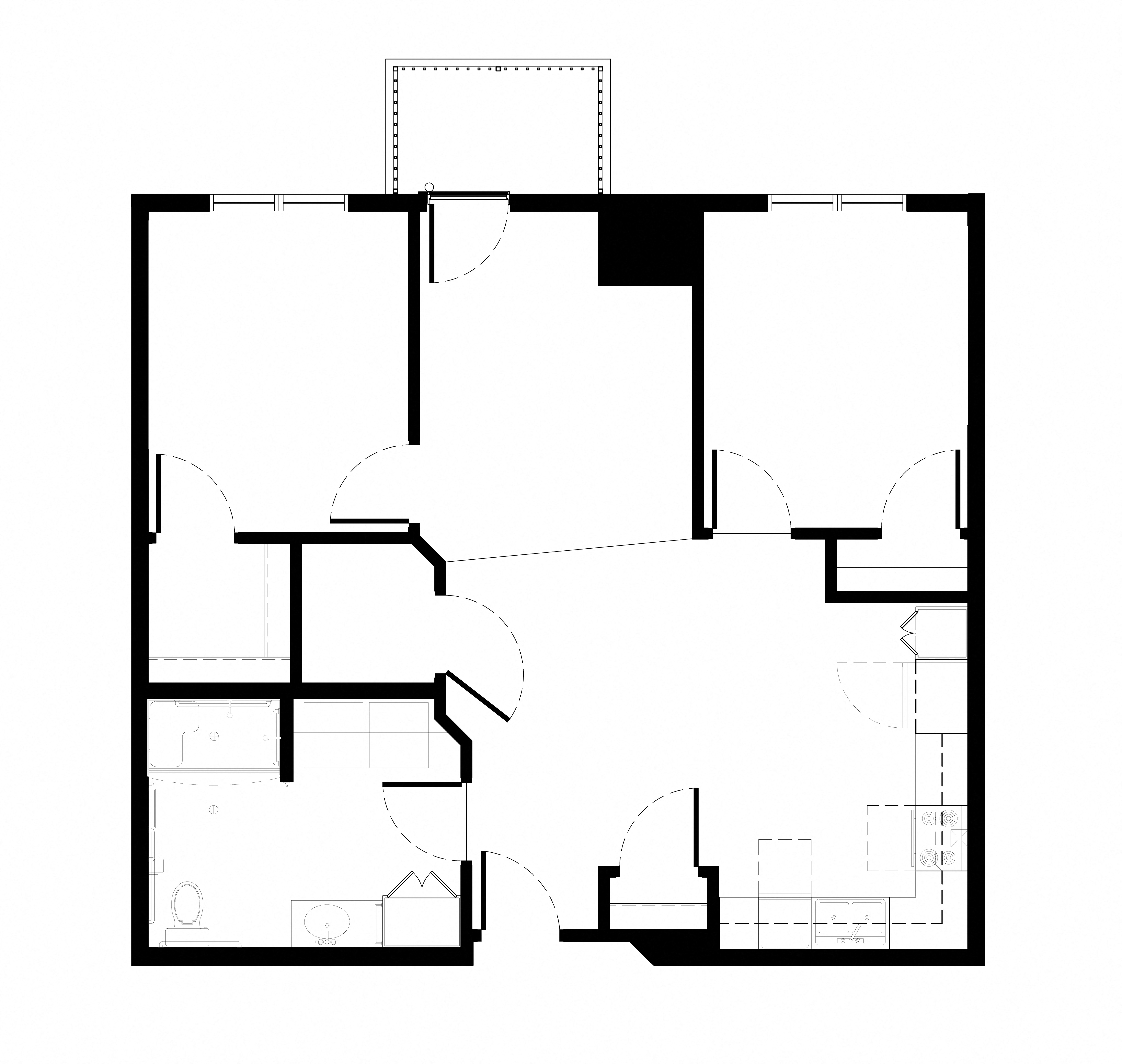 Floor plan for 2 beds, 1 bath, 944 sqft
